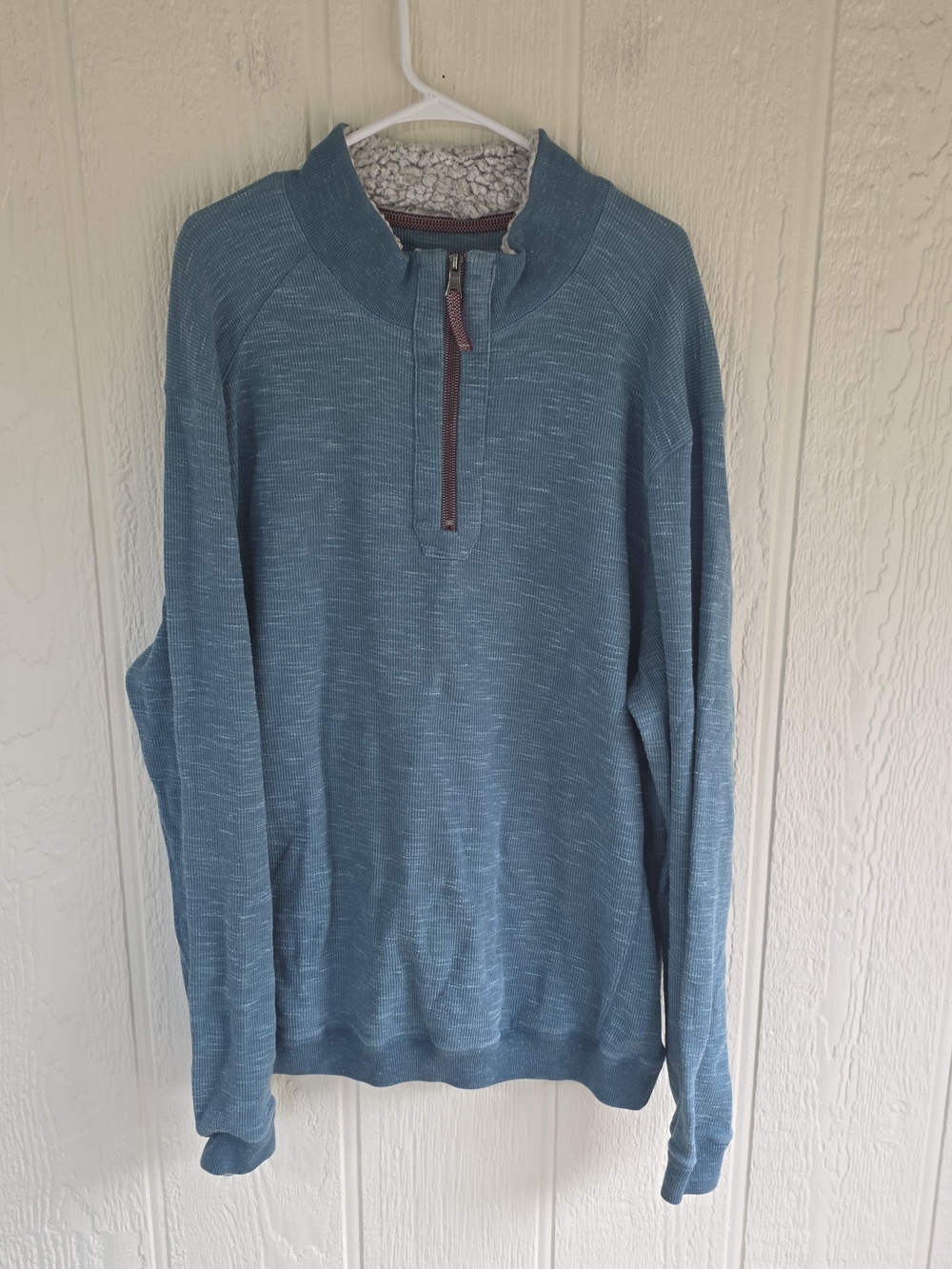 Men's True Grit Teal Blue Half-Zip Pullover Sweater, Size Large